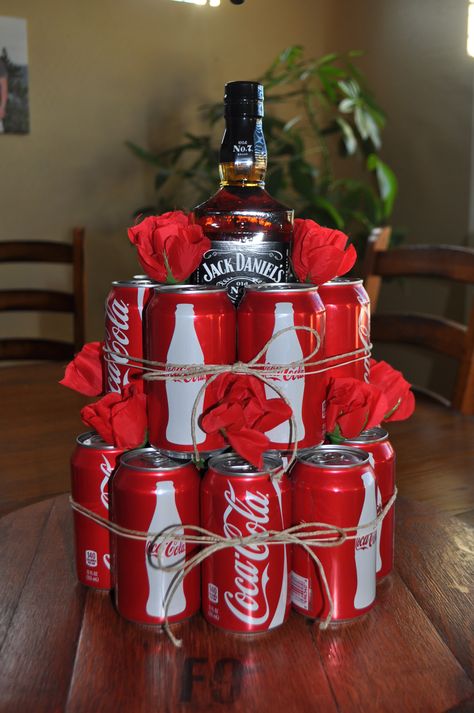 Easy birthday cake, or add a star to the top and make it a Christmas tree....coke and Jack Daniels..........OMG @Alex Leichtman Blomquist this will someday be yours! If only I hadn't already bought your gifts! PERXFOOD.COM 21st Presents, Raffle Basket, Raffle Baskets, Easy Birthday, Simple Birthday Cake, Birthday Gift Ideas, 21st Birthday, Birthday Presents, Xmas Gifts