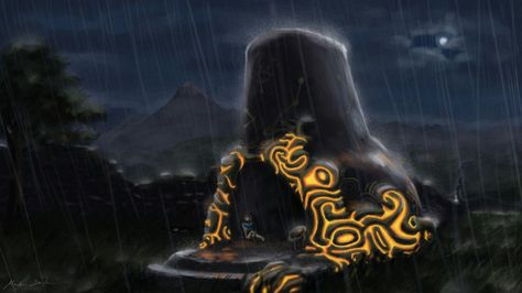 Zelda: BotW - Shrine in the Rain by Bostrolicious on deviantart Botw Shrine, The Wind Waker, Shigeru Miyamoto, Zelda Botw, Dice Tower, Video Game Fan Art, Safe And Sound, Wind Waker, Zelda Art