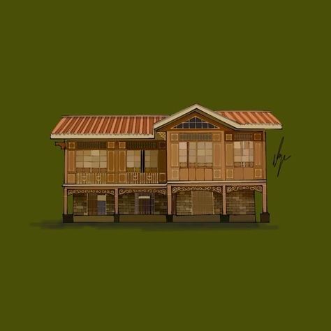 Philippine Traditional House, Minecraft Filipino House, Filipino Architecture Old Houses, Philippine Architecture Drawing, Sinaunang Bahay, Old Philippine Houses, Minecraft Philippines, Filipino Old House, Traditional Filipino Architecture