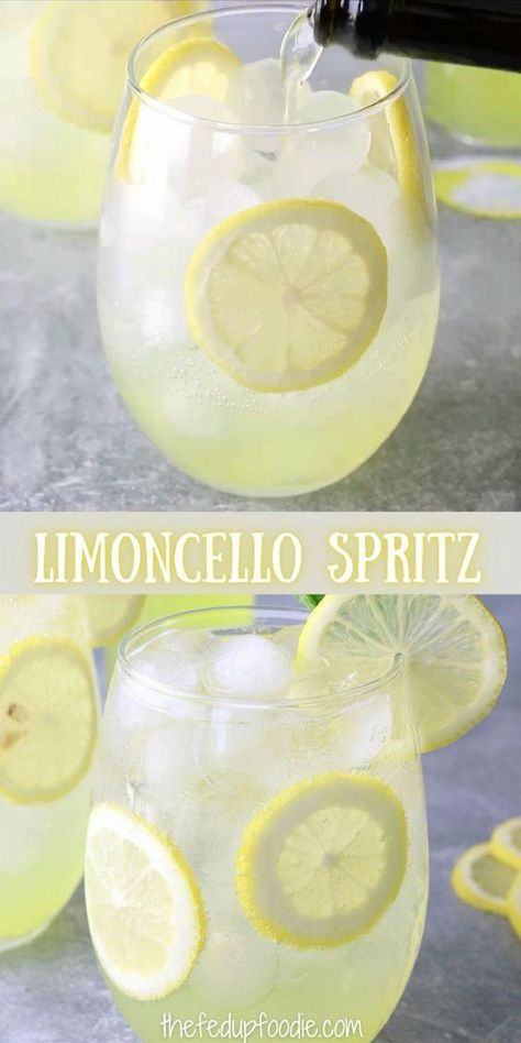 Limoncello Drinks, Limoncello Spritz, Limoncello Cocktails, Italian Liqueur, Spritz Recipe, Cocktail Drinks Alcoholic, Boozy Drinks, Festive Drinks, Summer Cocktail Recipes