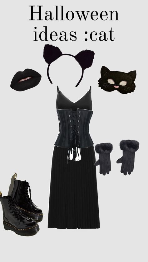 Halloween ideas cat Diy Cat Costume Women Outfits, Black Cat Costume Aesthetic, Cat Costume Ideas For Women, Halloween Cat Costume For Women, Cat Halloween Costumes For Women, Black Cat Costume For Women, Cat Outfit Halloween, Black Cat Halloween Costume, Cat Costume Diy