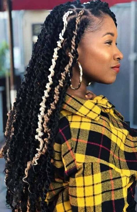 passion-twists-color-highlights Twist With Color, Twists Hairstyles, Passion Twists, Summer Braids, Medium Layered Hair, Twist Braid Hairstyles, Girl Braids, Crochet Braids Hairstyles, Girls Braids