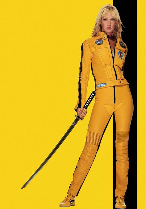 Kill Bill Whistle, Kill Bill Photoshoot, Kill Bill Characters, Kill Bill Movie Poster, 80s Movie Costumes, Kill Bill Costume, Kill Bill Poster, Kill Bill Movie, Blonde Halloween Costumes