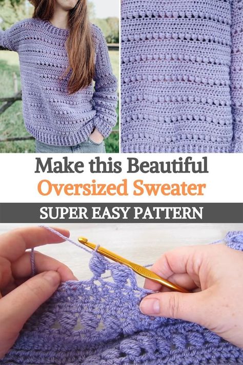 Easy Sweater Knitting Patterns, Diy Crochet Top, Crochet Sweater Design, Crochet Sweater Free, Crochet Dreams, Crochet Neckline, Crochet Sweater Pattern, Crochet Kimono, Crochet Jumper