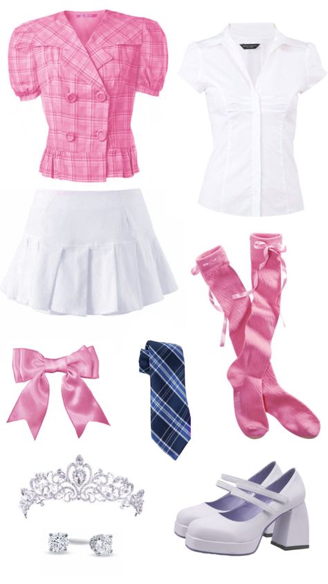 Barbie Inspired Fits, Barbie Outfit Inspo Aesthetic, Red And Pink Outfits For Women, Schoolcore Outfit, Barbie Outfit Inspiration, Stage Outfits Pink, Barbie Inspired Outfits Casual, Hyper Feminine Aesthetic Outfits, Barbie Inspo Outfits