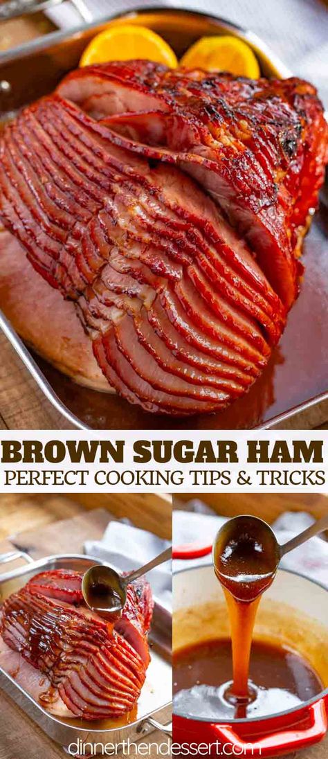 Orange Dinner, Sugar Ham, Brown Sugar Ham, Ham Recipes Baked, Holiday Dinner Recipes, Ham Glaze Recipe, Honey Baked Ham, Christmas Ham, Brown Sugar Glaze