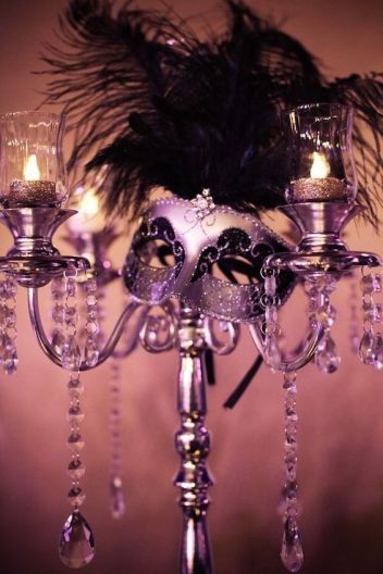 Silver Candelabra Centerpiece with Crystal Accents and a Black and Silver Masquerade Mask – shared by Kapture Vision Masquerade Party Centerpieces, Masquerade Centerpieces, Mascarade Party, Masquerade Decorations, Silver Masquerade Mask, Masquerade Party Decorations, Masquerade Prom, Masquerade Ball Party, Theme Carnaval