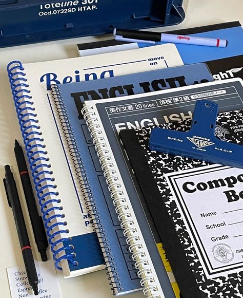 Study Motivation Blue, School Blue Aesthetic, Study Blue Aesthetic, Blue Aesthetic Study, Blue Study Aesthetic, Blue School Aesthetic, Motivation Notebook, Blue Stationary, Blue Study