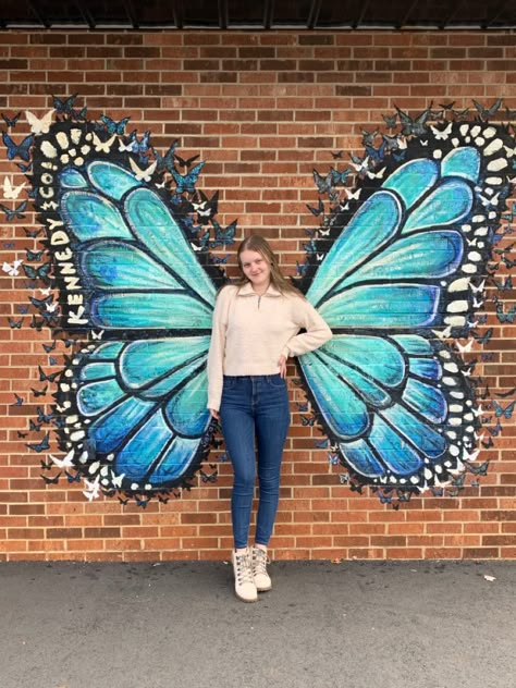 Butterfly Mural, Eerie Photos, Kids Church Decor, Massage Room Design, Angel Wings Wall Art, Selfie Wall, Angel Wall Art, Haunting Photos, Angel Wings Wall