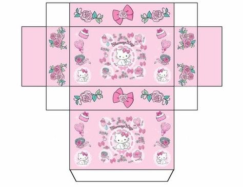 Printable Hello Kitty Box Cupcake Boxes Template, Charmy Kitty, Diy Hello Kitty, Hello Kitty Printables, Barbie Printables, Anniversaire Diy, Printable Box, Hello Kitty Crafts, Paper Toys Template