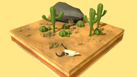 ArtStation - Mini Biome- Desert, Ian Aponte School Diorama, Desert Diorama, Desert Biome, Desert Animals, Making A Model, Animal Habitats, 3d Projects, Worksheets For Kids, School Activities