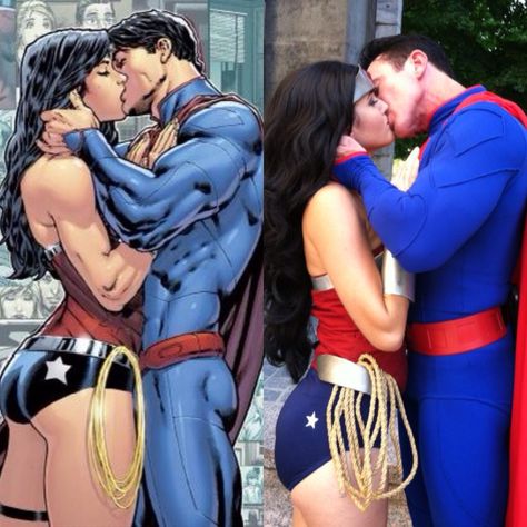 New 52 Wonder Woman and Superman photo shoot we did at Dragoncon. Great shoot....got to recreate some comic book covers like this one. More to come soon :)  #wonderwoman #superman #new52dc #cosplay #dccomics #dragoncon2014 Wonder Woman New 52, New 52 Superman, Superman And Wonder Woman, Comic Party, Dc Couples, Superman Costumes, Marvel Couples, Couples Costume