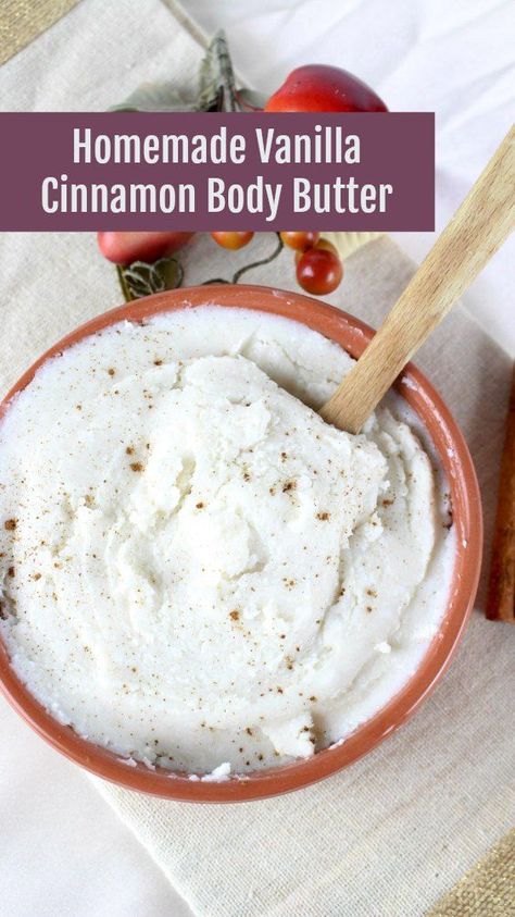 DIY vanilla cinnamon whipped body butter, smells amazing and it's a perfect nourishment for the dry winter skin.  via @AfropolitanMom Winter Smells, Vanilla Scrub, Diy Body Butter Recipes, Diy Lotions, Diy Vanilla, Coconut Oil Body Scrub, Cosmetic Business, Homemade Body Butter, Diy Body Butter