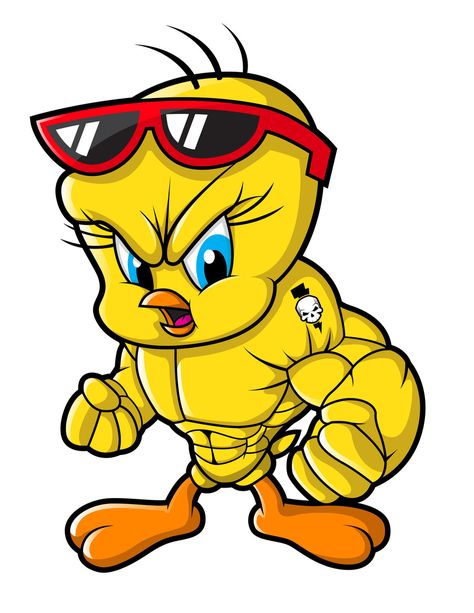 Design a Mean Tweety Bird | Graphic Design | Photography | Freelancer Strong Cartoon Characters, Tweety Bird Drawing, Gym Art, Looney Tunes Cartoons, Classic Cartoon Characters, Graffiti Characters, Tweety Bird, Dope Cartoon Art, Bad Cats