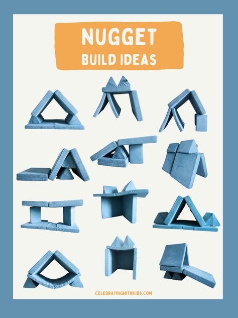 Looking for Nugget configuration ideas? Check out all of ours and get a FREE printable PDF poster! Nugget Build Ideas, Couch Configuration, 1 Nugget Couch Ideas, Nugget Configurations, Nugget Couch, Kids Couch, Boys Playroom, Kids Basement, Toddler Playroom