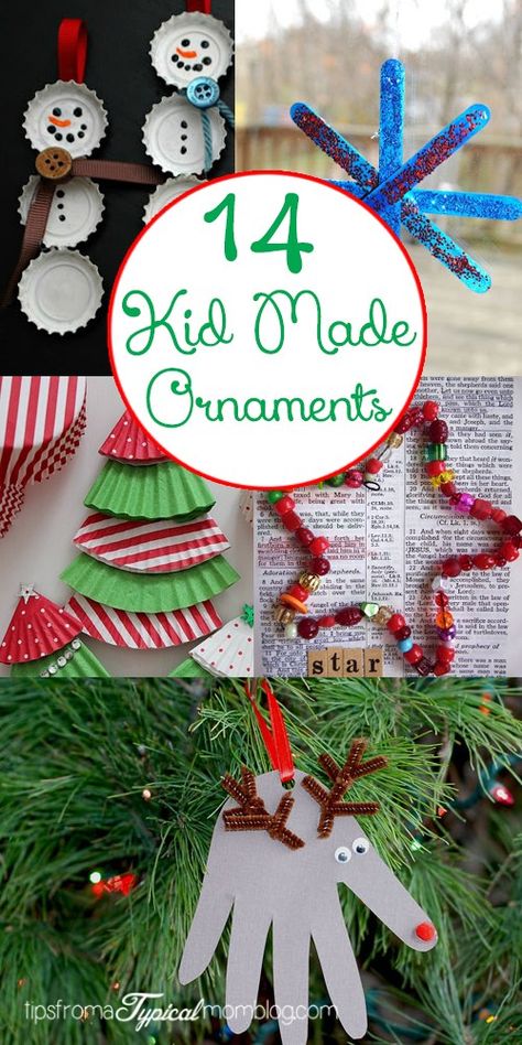 14 Kid Made Ornaments Kid Made Christmas Ornaments, Kids Make Christmas Ornaments, Juleverksted For Barn, Christmas Crafts For Kids To Make, Kids Christmas Ornaments, Homemade Ornaments, Preschool Christmas, 12 December, Kids Ornaments