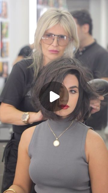 Fadia El Mendelek on Instagram: "Long Bobcut please 😊 . #fadiaelmendelek #haircut #bobcut #shorthair #reels" Chic Short Haircuts For Fine Hair, How To Style My Medium Length Hair, Rounded Lob Haircut, Med Length Bob Haircuts, Feathered Bob Haircut, Latina Bob Haircut, How To Cut A Long Bob, How To Cut A Layered Bob, Haircut Videos Women