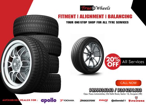 Wheel Alignment, Balancing, and Fitment Available in #Gurgaon! Computerized and Guaranteed 100% Reliable Precision! we provide Pick and Drop Facility Feel Free to Contact US Anytime @ 9899935353/9354291533  #buyluxurycarTyre #buycarTyre #buytyre #wheelalignment #wheelbalancing #tyreshopsingurgaon #tyreshop Wheel Alignment Shop Design, Nexen Tire, Tire Ads, Car Advertising Design, Tires For Sale, Character Model Sheet, Wheel Alignment, Cool Car Pictures, Car Advertising