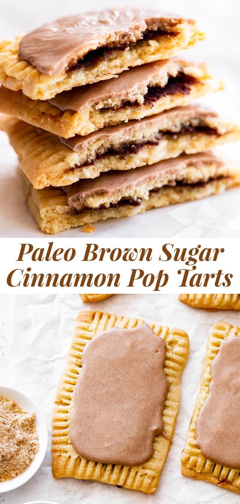 The ultimate healthier version of the absolute best nostalgic treat is here! These brown sugar cinnamon pop tarts taste so much like the originals but without any of the unhealthy ingredients! They’re made gluten free and grain free with dairy free and paleo options. A fun from-scratch healthy baking project for kids to help with. #paleo #paleobaking #paleotreats #glutenfree #glutenfreebaking #healthybaking Brown Sugar Cinnamon Pop Tarts, Cinnamon Pop Tarts, Homemade Brown Sugar, Homemade Pop Tarts, Paleo Kids, Paleo Baking, Paleo Sweets, Low Carb Dessert, Paleo Treats