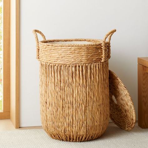 Closet Redo, Seagrass Baskets, Natural Baskets, Basket Uses, Seagrass Basket, Hamper Basket, Basket Storage, Vertical Lines, Water Hyacinth