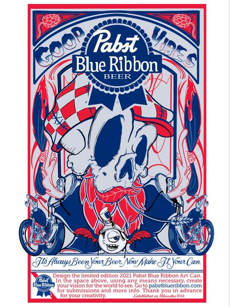 My 2021 Pabst Blue Ribbon submission. Crossing the fingers! Pabst Blue Ribbon Art, Pabst Blue Ribbon Beer, Vintage Advertising Art, Pabst Blue Ribbon, Form Art, Dive Bar, Ribbon Art, Vintage Advertising, Blue Ribbon