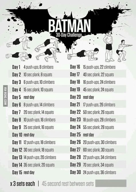 29,519 points • 680 comments - Am I going to become Batman after finishing this? - 9GAG has the best funny pics, gifs, videos, gaming, anime, manga, movie, tv, cosplay, sport, food, memes, cute, fail, wtf photos on the internet! Workout Batman, Nerd Workout, Upper Body Workout For Men, Batman Challenge, Batman Training, Batman Workout, Neila Rey, Hero Workouts, Superhero Workout