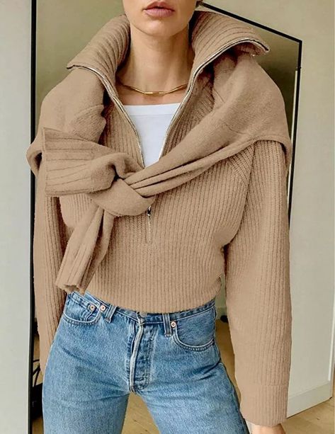 Click the link to shop details in the LTK App Zip Sweater Outfit, Pullovers Outfit, Pullover Mode, Slouchy Sweater, Pullover Outfit, Sweater Outfit, Winter Pullover, Zippered Sweater, Christmas 2022