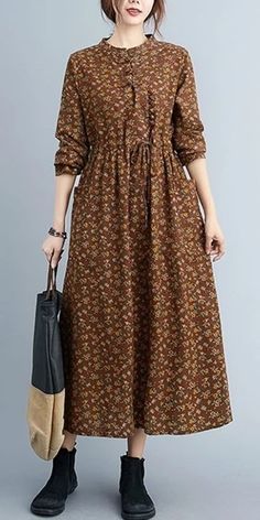 Cotton Long Dress Designs, Cute Long Dresses Casual, Dresses Trendy Casual, Long Cotton Dress Casual, Vintage Style Dresses Casual, Ladies Long Dresses, Long Cotton Dresses, Long Dresses Casual, Floral A Line Dress