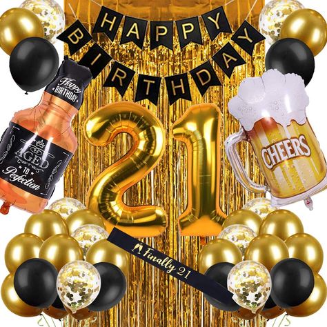 21 Birthday Party Decorations, Happy Birthday Cheers, 21st Birthday Themes, 21st Party Decorations, 21st Birthday Balloons, 21st Birthday Ideas, 21st Birthday Girl, Birthday Decorations For Men, Boy Birthday Decorations