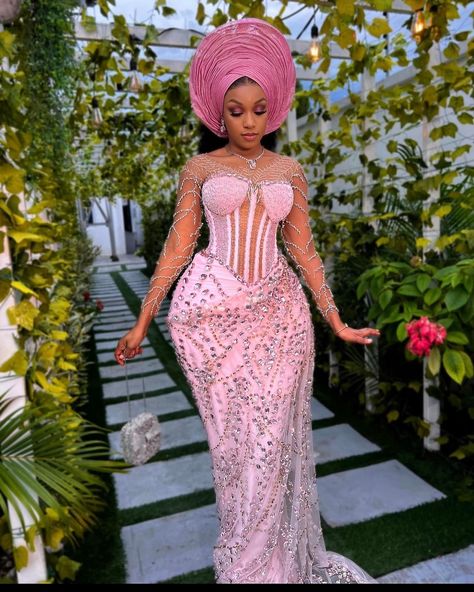 ASOEBI STYLE INSPIRATIONS ✨✨💗💗💗 . . . FOLLOW @journalofafashionaddict FOR MORE. . .#asoebibella #asoebiafrica#owambe#lacestyles#sewing#tailor#fashiondesigner #fashion#explorenigeria#viral Lace Styles For Wedding, Nigerian Wedding Dress, Mermaid Bride, African Bridal Dress, Nigerian Lace Styles Dress, Nigerian Lace Styles, African Wedding Attire, Traditional Wedding Attire, African Prom Dresses