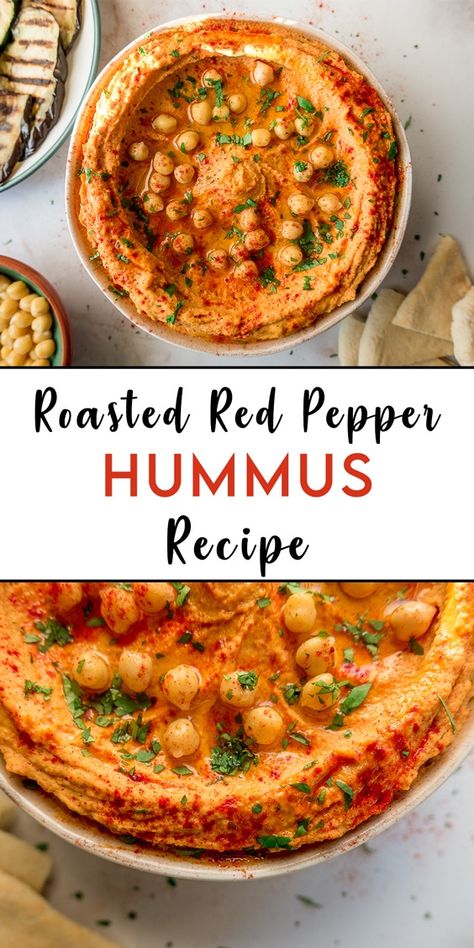 Roasted Red Pepper Hummus Recipe, Red Pepper Hummus Recipe, Best Hummus Recipe, Hummus Recipe Homemade, Pepper Hummus, Roasted Red Pepper Hummus, Red Pepper Hummus, Being Vegan, Roasted Red Pepper