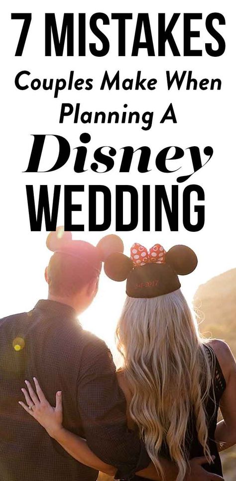 7 Mistakes Couples Make When Planning A Disney Themed Wedding. There are certain mistakes you should avoid if you truly want a Mickey Mouse-approved wedding celebration. #wedding #weddingtips #weddingideas #weddingadvice #weddingplanning #weddingaccessories #winterweddings  #bride #groom #bridalhairstyles #bridalhair #bridalgowns #weddingdresses #disney #disneywedding Disney Themed Wedding, Couples Disney, Disney World Wedding, Disney Wedding Theme, Inexpensive Wedding Venues, Disney Wedding, Wedding Celebration, Wedding Planning Tips, Romantic Weddings