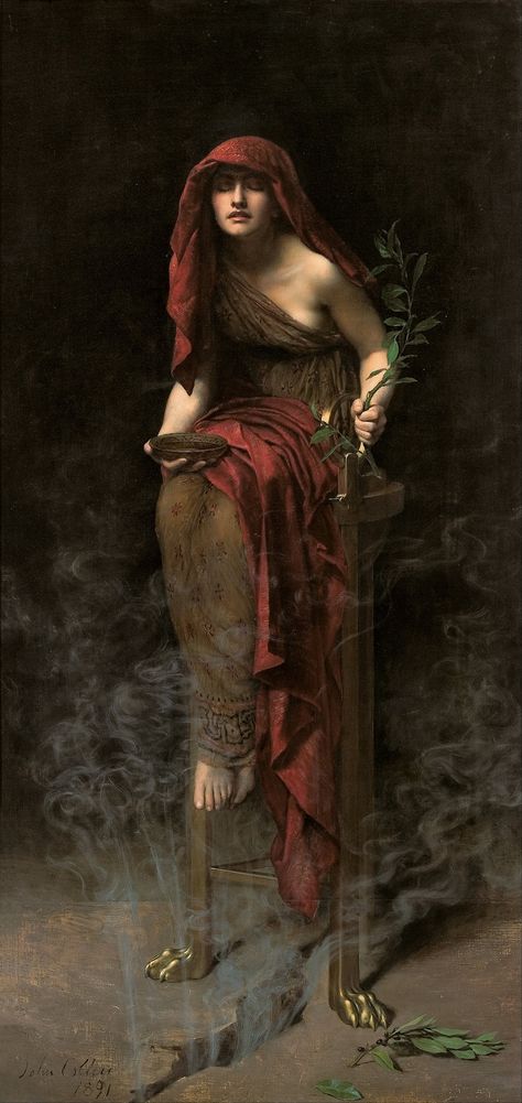 John Collier - The Priestess of Delphi [1891] | Flickr - Photo Sharing! John Collier, Oracle Of Delphi, Pre Raphaelite Art, Google Art Project, John Everett Millais, Art Classique, Pre Raphaelite, Paul Klee, Oil Painting Reproductions