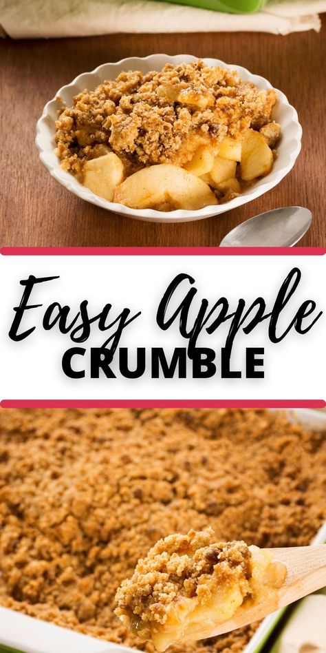 Easy Apple Crumble is one of those amazing recipes that is so good but also so quick and easy to make. Truly, this recipe is the best apple crisp. Moist Apple Crisp Recipe, Apple Crumble Easy Quick, Apple Crisp Filling Recipe, Crustless Apple Crumble, Simple Crumble Topping, Quick Apple Crumble Easy Recipes, Cheap Apple Desserts, Apple Crisp Using Canned Apples, Apple Crisp Recipe Easy Crumble Topping