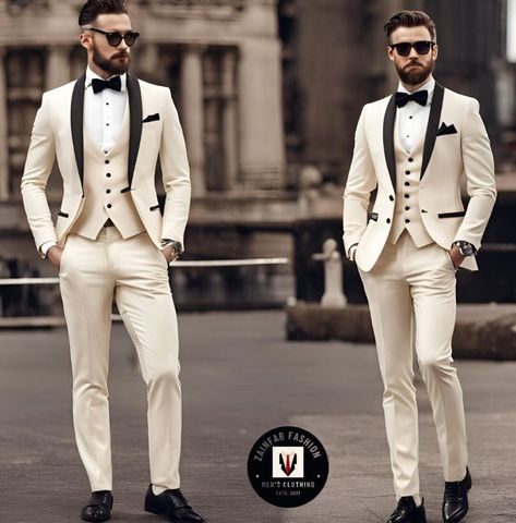 Cream Suits For Men, Trending Suits, Suits For Men Stylish, Engagement Suits, Black Tuxedo Wedding, Tuxedo Suit For Men, Groom Suit Black, Double Breasted Suit Men, Suit For Men Wedding