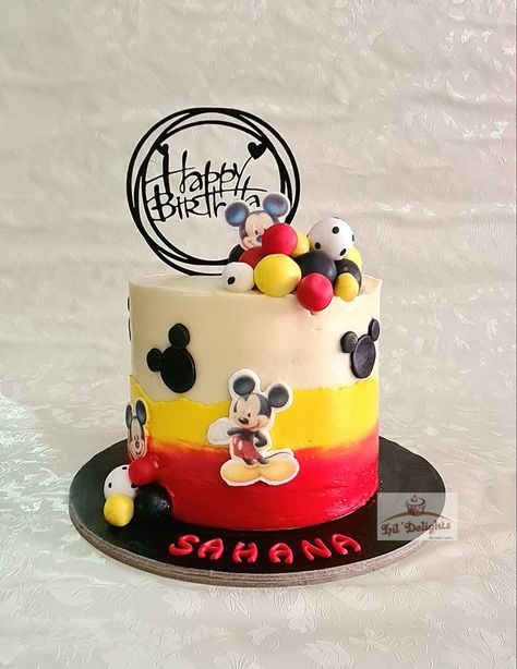 Mickey Mousse Cake Mickey Mouse Theme Cake, Mouse Cupcakes, Mickey Mouse Cupcakes, Ganache Filling, Chocolate Ganache Filling, Mickey Mouse Theme, Mickey Mouse Cake, Theme Cake, Mousse Cake