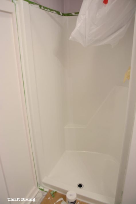 Shower Makeover Diy, Fiberglass Shower Stalls, Tub Refinishing, Shower Makeover, Standing Shower, Refinish Bathtub, Shower Inserts, Diy Bathroom Makeover, Fiberglass Shower