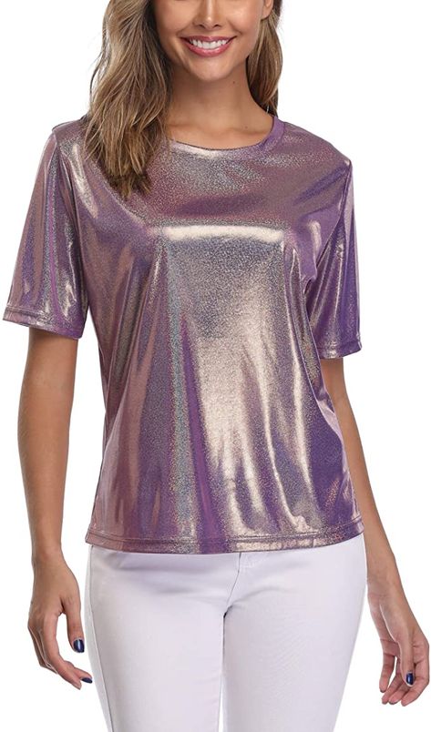 Holographic Shirt, Holographic Jacket, Metallic Tops, Metallic Shirt, Glitter Blouse, Undershirt Tank Top, Sparkle Party, Shiny Jacket, Metallic Blouses