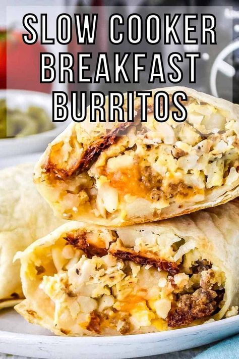 Tent Camping Meals, Breakfast Burritos To Freeze, Burritos To Freeze, Easy Slow Cooker Breakfast, Overnight Crockpot Breakfast, Homemade Breakfast Burritos, Make Ahead Breakfast Burritos, Easy Breakfast Burritos, Breakfast Burritos Frozen