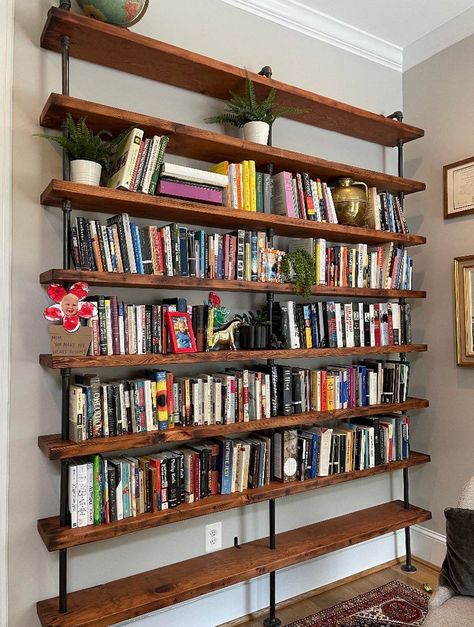 The Hemingway Wall Mount Bookcase Reclaimed Wood Bookshelf | Etsy Naturalist Aesthetic, Bookcase Ideas, Floor To Ceiling Bookshelves, Wall Bookshelf, Diy Bookshelf, Wood Bookshelf, Bedroom Redesign, Wall Mounted Bookshelves, Open Bookshelves