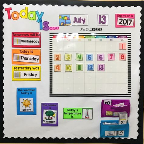 Special Needs Classroom, Morning Calendar, Weather Cards, Interactive Calendar, Kindergarten Classroom Decor, Calendar Numbers, Special Ed Teacher, Self Contained Classroom, Calendar Board