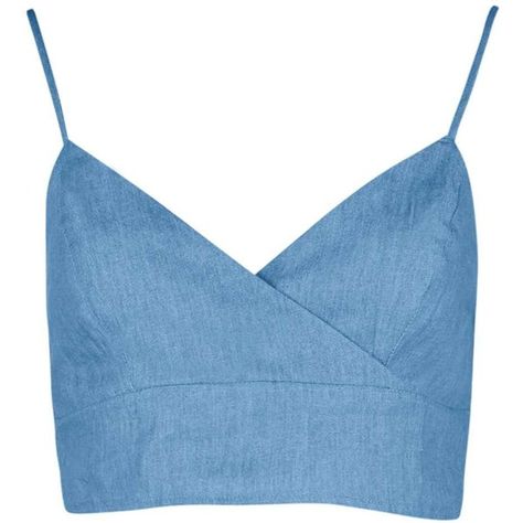 Boohoo Jessica Cross Front Chambray Denim Crop Top ($14) ❤ liked on Polyvore Cross Front Top, Chambray Denim Shirt, Denim Tank Top, Bralet Tops, Shirts Crop, Blue Denim Shirt, Denim Crop Top, Bralette Crop Top, Chambray Top