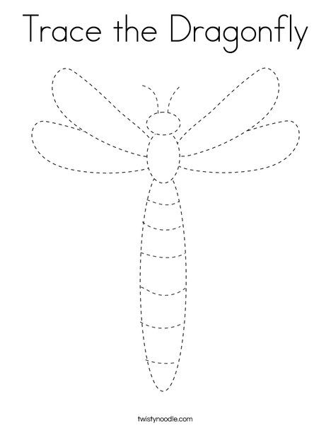 Trace the Dragonfly Coloring Page - Twisty Noodle Free Dragon Fly Printables, Pond Life Coloring Pages, Dragon Fly Activities Preschool, Bug Tracing Preschool, Dragonfly Art Preschool, Dragon Fly Art Preschool, Insect Tracing Preschool, Dragonfly Crafts Preschool, Flying Insects Preschool