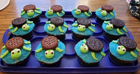 Turtle Cupcakes, Turtle Baby Shower, Ocean Cakes, Birthday Party Snacks, Turtle Cake, Kid Cupcakes, Turtle Birthday, Funny Birthday Cakes, Turtle Party