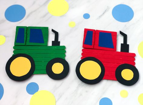 Here's Your Free Tractor Template Tractor Craft, Tractor Crafts, Popsicle Stick Craft, Popsicle Stick Crafts For Kids, Transportation Crafts, Popsicle Crafts, Farm Crafts, Popsicle Stick Crafts, Winter Crafts For Kids