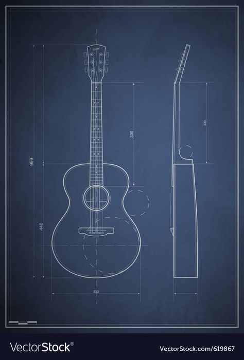 Guitar Blueprint, 3d Blueprint, Acoustic Guitar Art, Guitar Images, Guitar Illustration, Guitar Vector, Blueprint Drawing, Guitar Drawing, Art Guitar