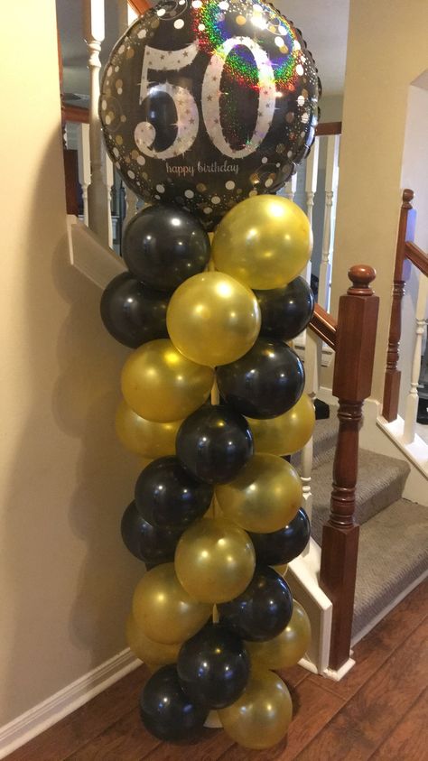 50th birthday balloon column 50th Birthday Ballons Decoration, Center Piece For 50th Birthday For Men, 50thbirthday Party Ideas Men, 50 Th Birthday Party Decorations, 50th Birthday Backdrop For Men, 50th Birthday Balloons For Men, 50th Birthday Balloon Ideas, Centerpieces 50th Birthday, 50th Birthday Centerpieces For Men