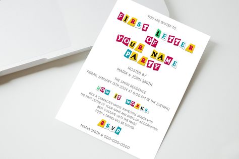 First Letter Of Your Name Party, December Baby Birthday, Tik Tok Party, Social Media Challenge, First Letter Of Your Name, Baby Birthday Card, Social Media Challenges, Sparkle Birthday, Girls Party Invitations