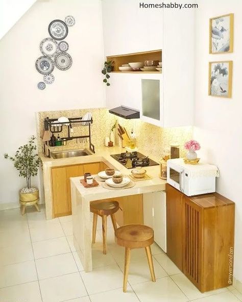 Dapur Aesthetic Simple, Dapur Mini Bar, Kitchen Set Minimalist Small Spaces, Dapur Skandinavia, Hiasan Dalaman Dapur, Dapur Moden, Small Kitchen Set, Reka Bentuk Dapur, Dapur Mini