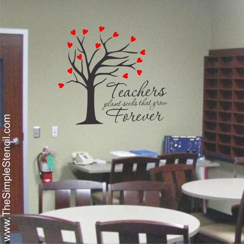 Browse our large assortment of wall quotes designed to celebrate and show appreciation for all the wonderful teachers of our children! Design them in your own colors and size choices with prices starting at just $10 Teachers Lounge Decor, Classroom Wall Quotes, Teachers Lounge Makeover, Classroom Decor Middle, Staff Lounge, Teachers Room, Classroom Decor High School, Diy Classroom Decorations, Teacher Classroom Decorations